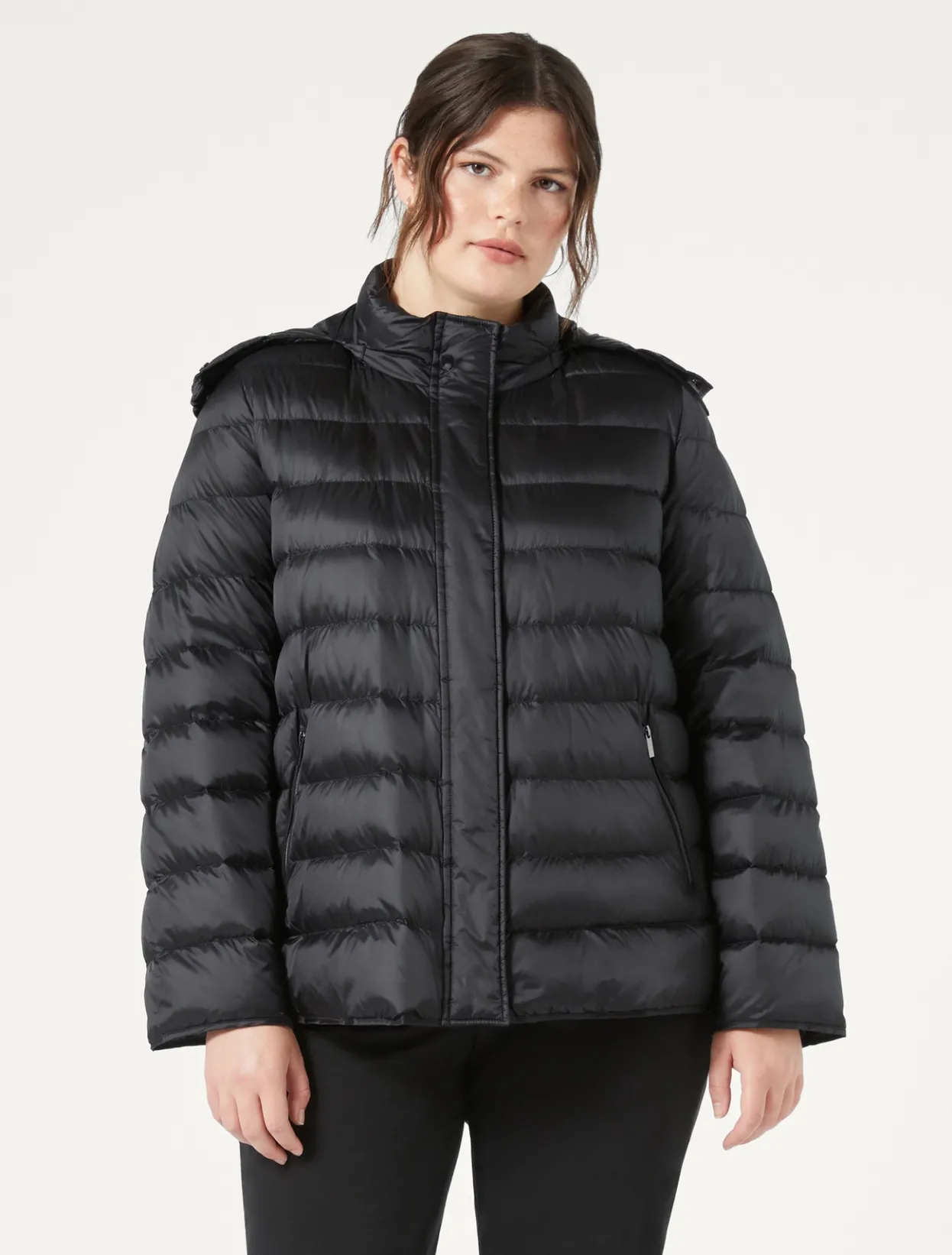 Down Jackets | Down Jackets | Marina Rinaldi Water-repellent nylon canvas jacket BLACK