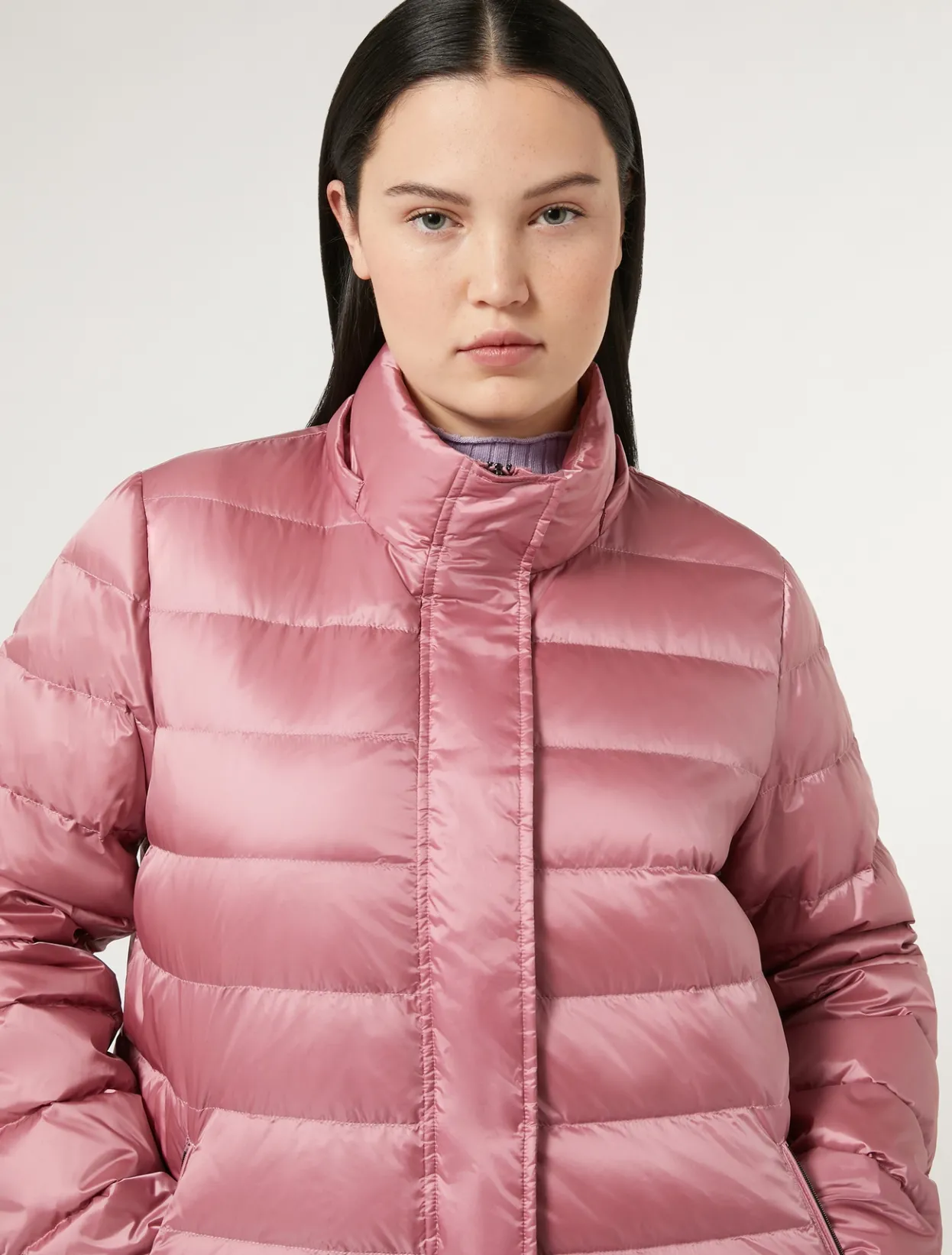 Down Jackets | Down Jackets | Marina Rinaldi Water-repellent nylon canvas jacket ANTIQUEROSE