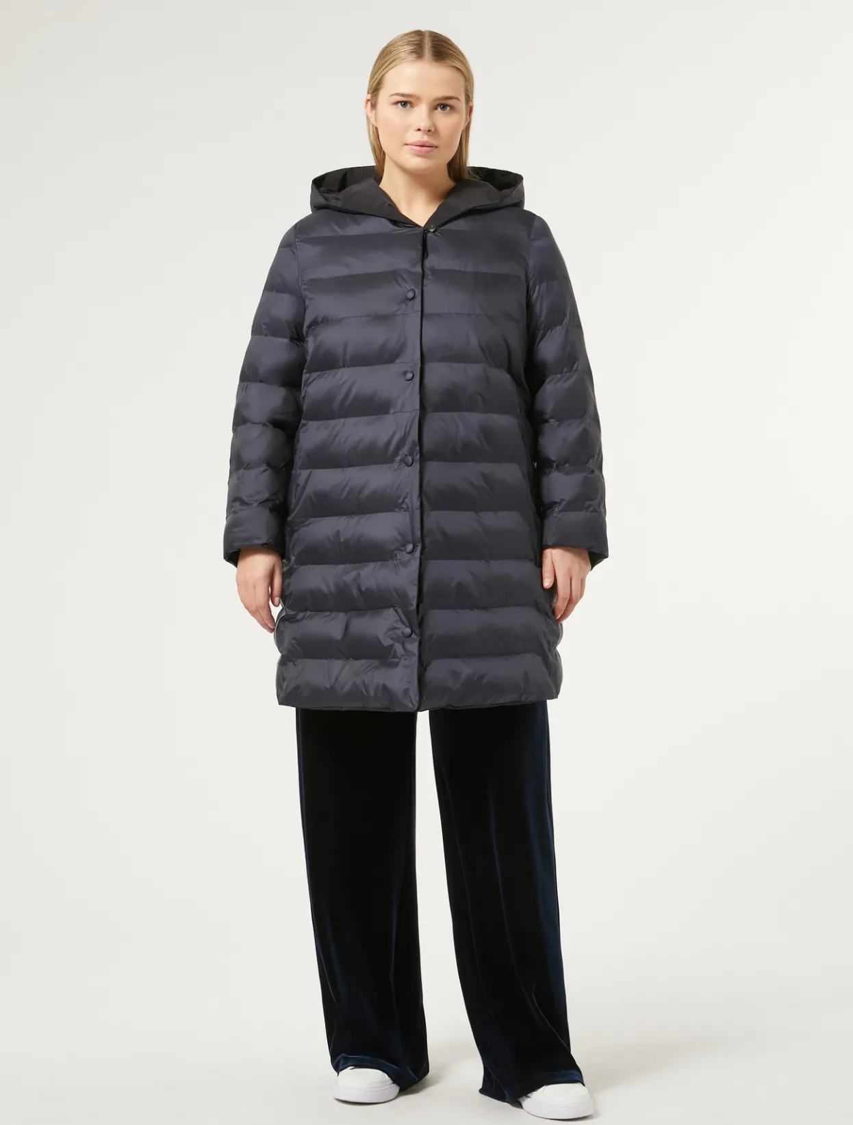 Down Jackets | Down Jackets | Marina Rinaldi Water-repellent nylon fabric and taffeta puffer jacket ULTRAMARINE