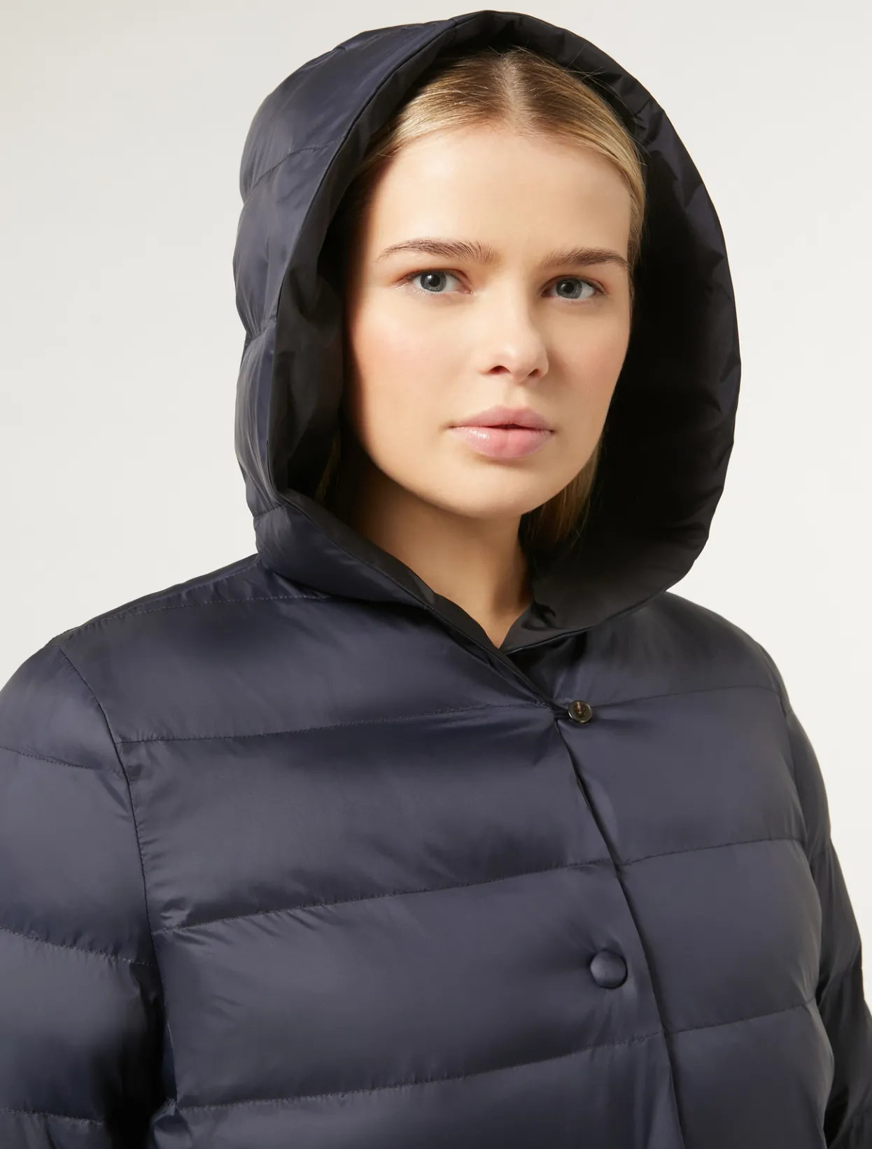 Down Jackets | Down Jackets | Marina Rinaldi Water-repellent nylon fabric and taffeta puffer jacket ULTRAMARINE