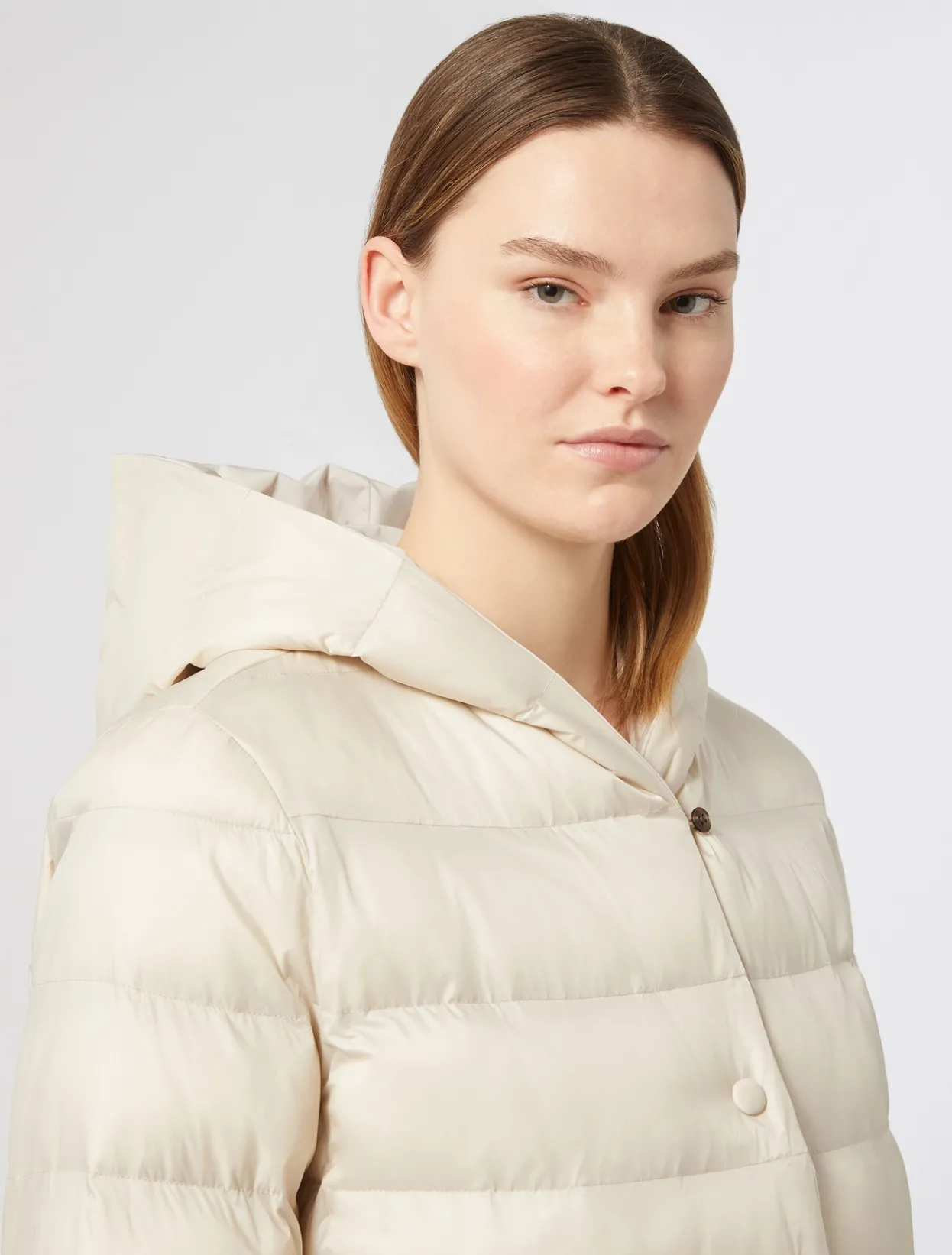 Down Jackets | Down Jackets | Marina Rinaldi Water-repellent nylon fabric and taffeta puffer jacket TURTLEDOVE