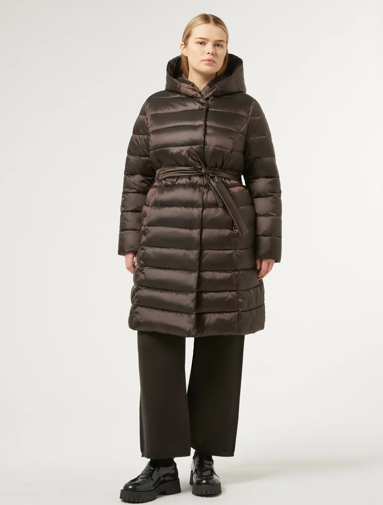 Down Jackets | Down Jackets | Marina Rinaldi Water-repellent nylon fabric puffer jacket DARKBOWN