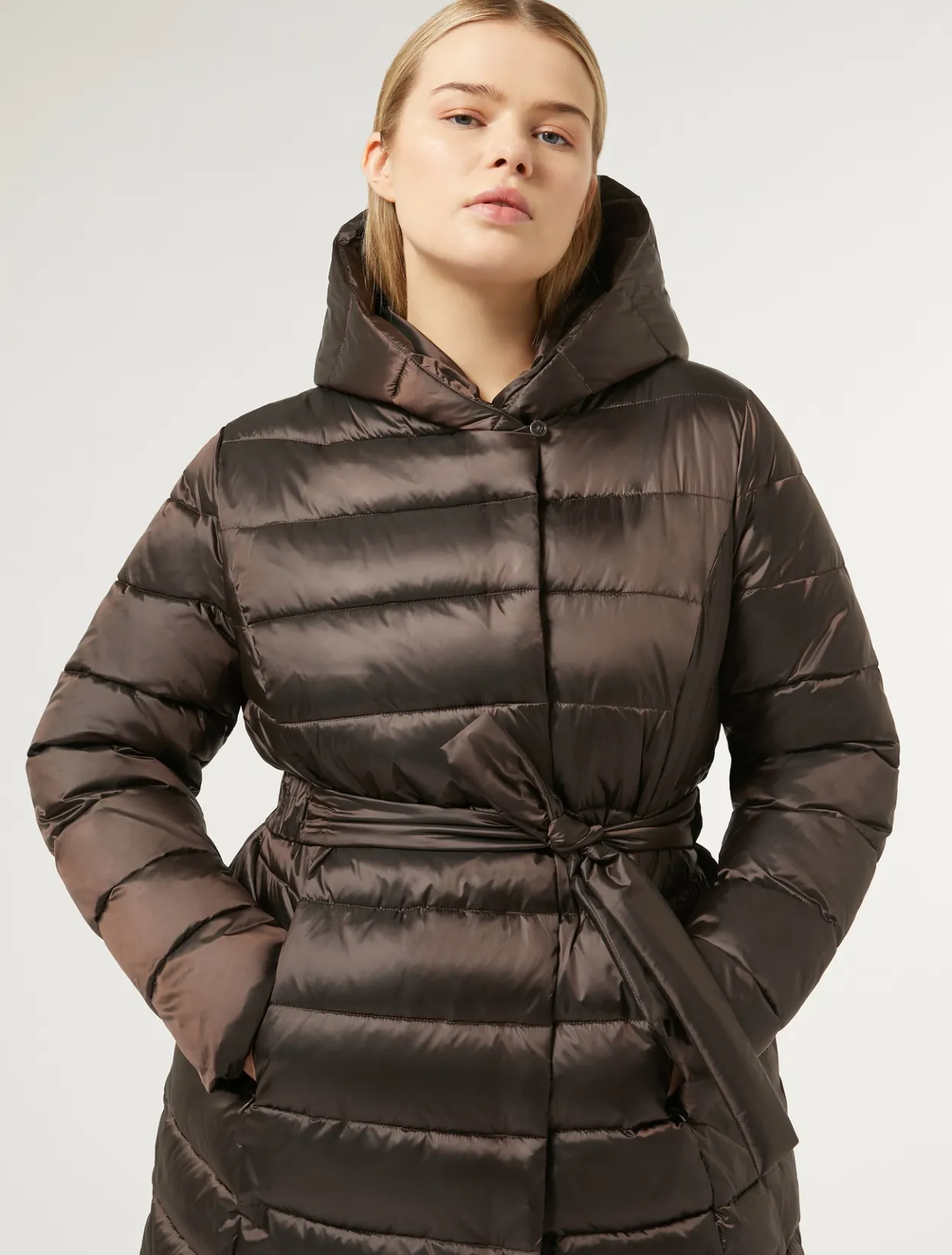 Down Jackets | Down Jackets | Marina Rinaldi Water-repellent nylon fabric puffer jacket DARKBOWN