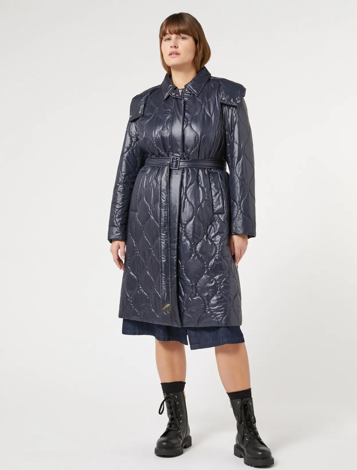 Down Jackets | Down Jackets | Marina Rinaldi Water-repellent padded coat MIDNIGHTBLUE