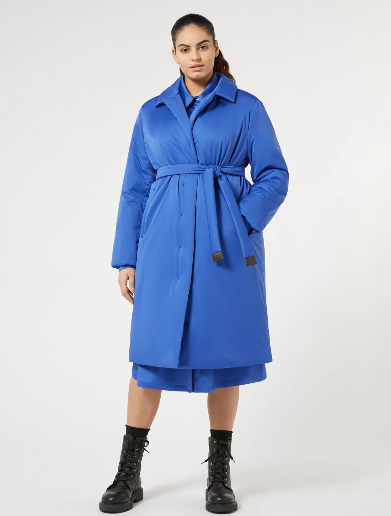 Down Jackets | Down Jackets | Marina Rinaldi Water-repellent satin padded coat CHINABLUE