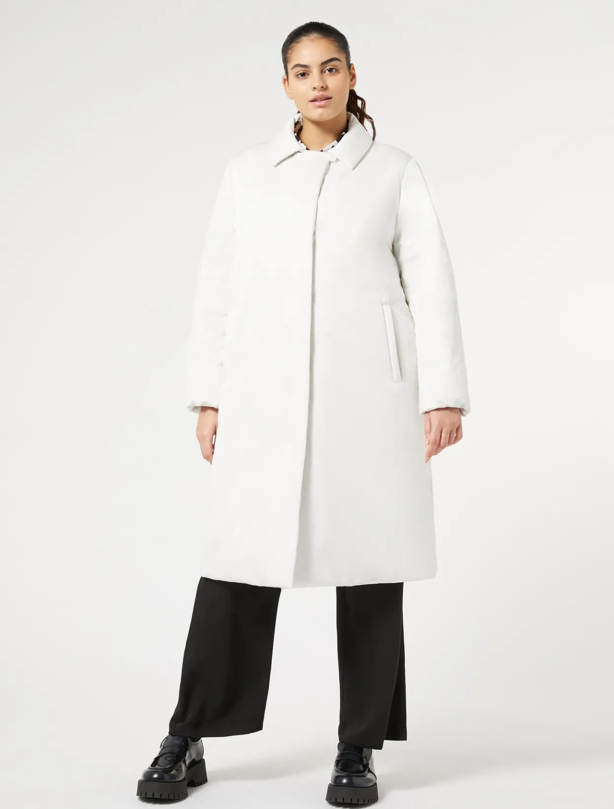 Down Jackets | Down Jackets | Marina Rinaldi Water-repellent satin padded coat WHITE