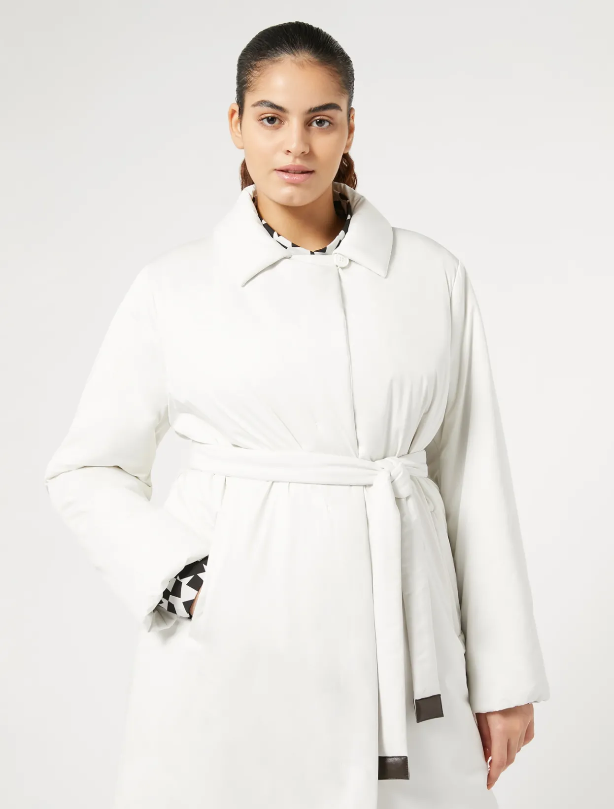 Down Jackets | Down Jackets | Marina Rinaldi Water-repellent satin padded coat WHITE