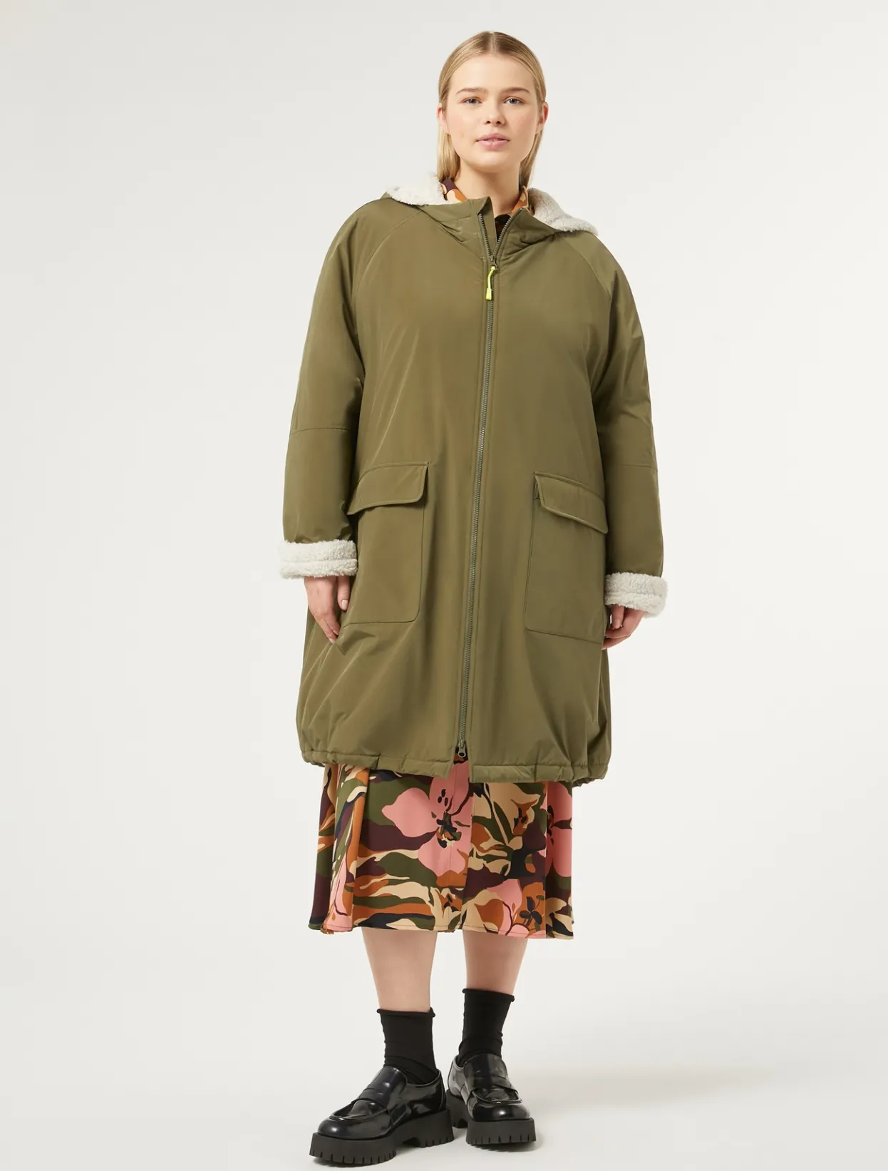 Coats | Coats | Marina Rinaldi Water-repellent taffeta parka KAKI