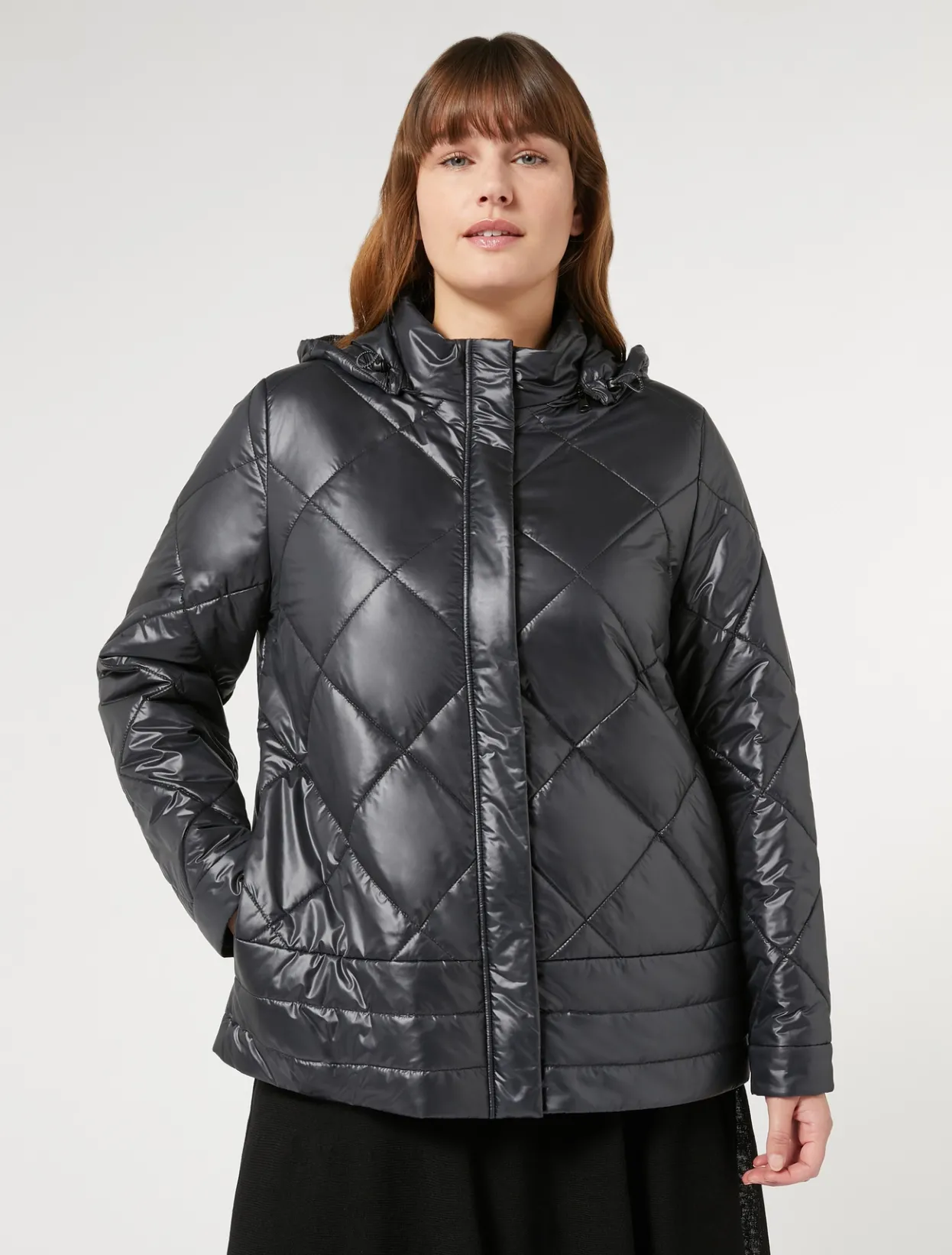 Down Jackets | Down Jackets | Marina Rinaldi Water-repellent technical canvas jacket BLACK