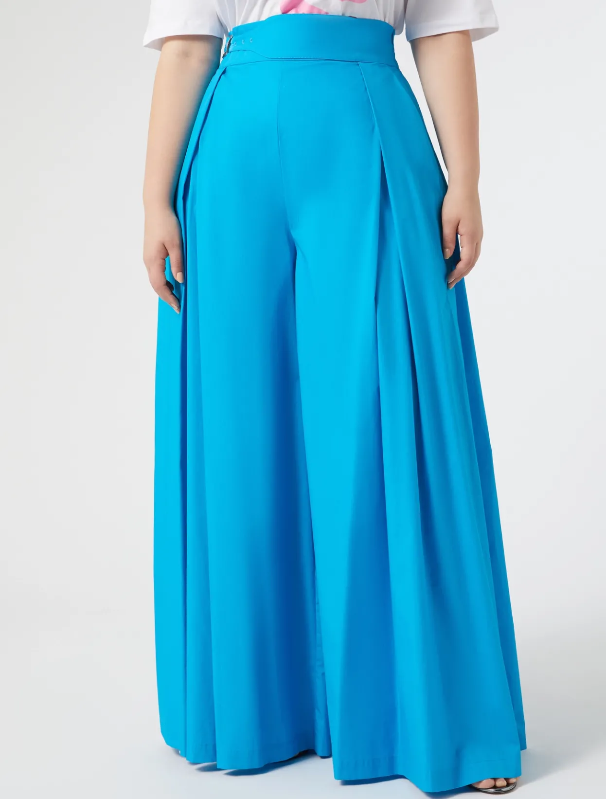 Trousers & Jeans | Trousers & Jeans | Marina Rinaldi Wide leg poplin trousers TURQUOISE