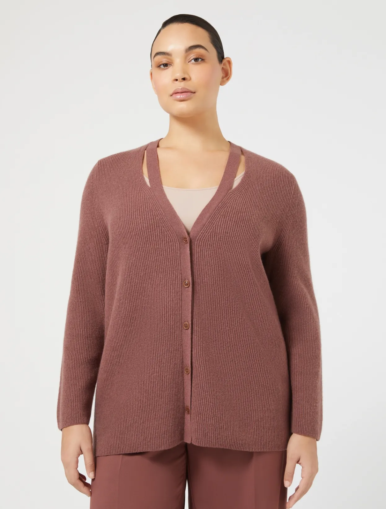 Knitwear | Knitwear | Marina Rinaldi Wool and cashmere cardigan RUST