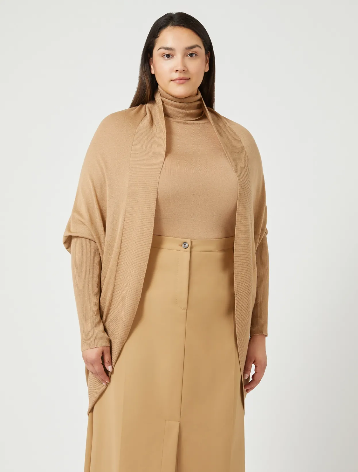 Knitwear | Knitwear | Marina Rinaldi Wool and cashmere cardigan CAMEL