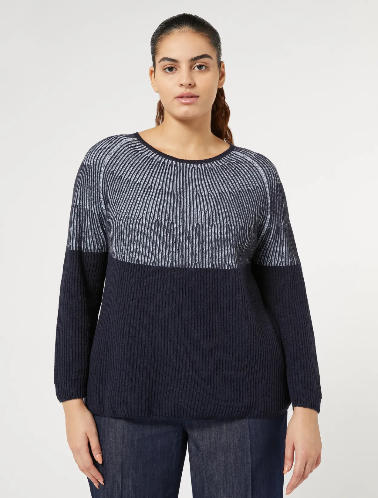 Knitwear | Knitwear | Marina Rinaldi Wool and cashmere-blend sweater MIDNIGHTBLUE