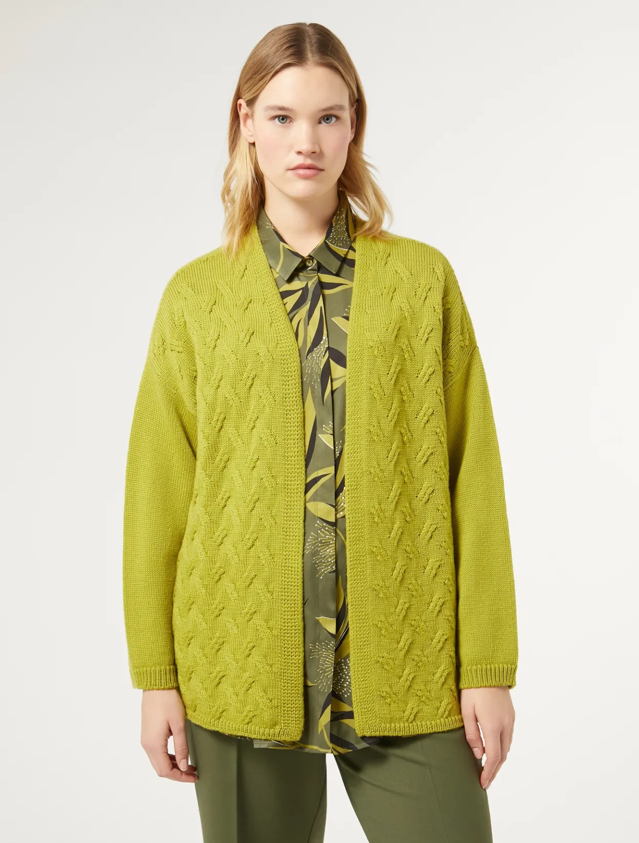 Knitwear | Knitwear | Marina Rinaldi Wool and lurex cardigan LIME