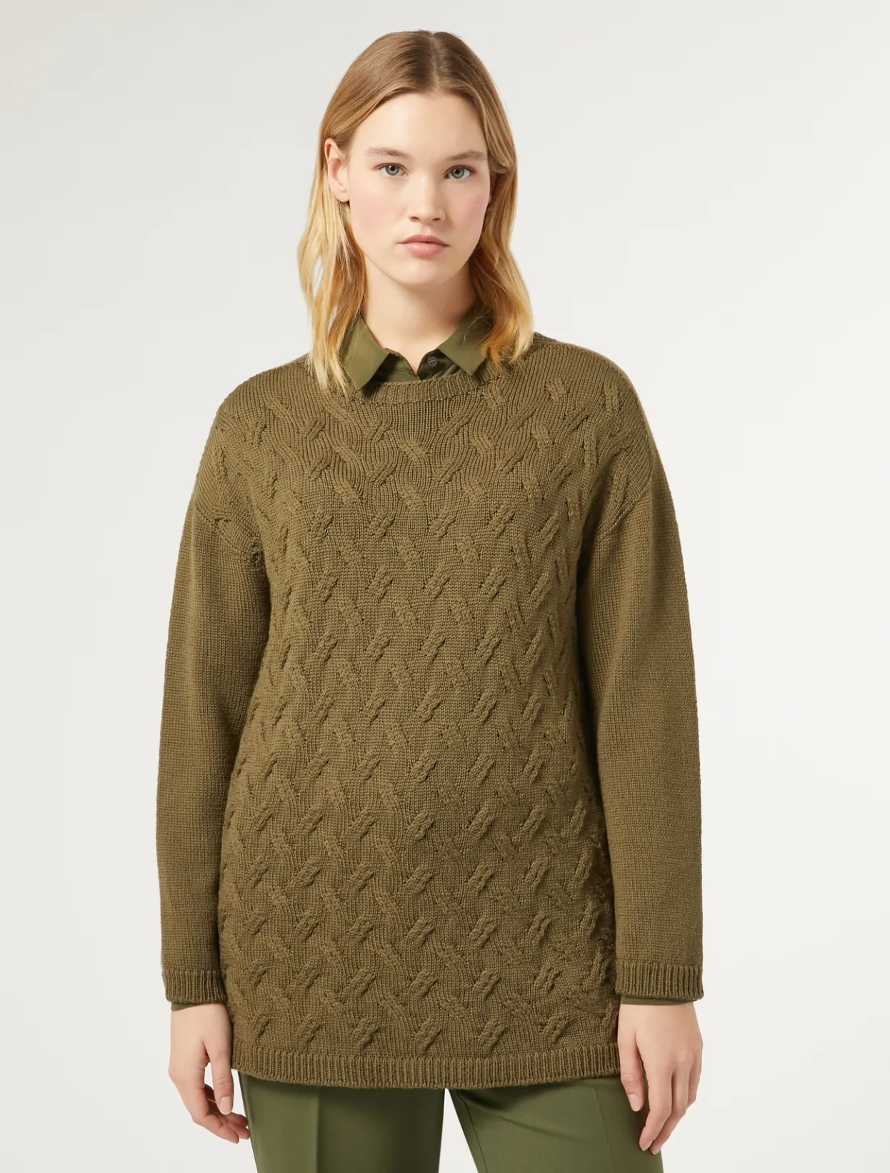 Knitwear | Knitwear | Marina Rinaldi Wool and lurex jumper GREEN