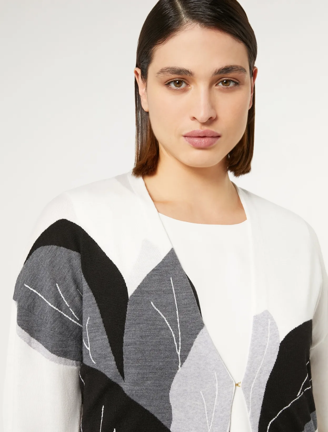 Knitwear | Knitwear | Marina Rinaldi Wool and silk blend cardigan WHITE