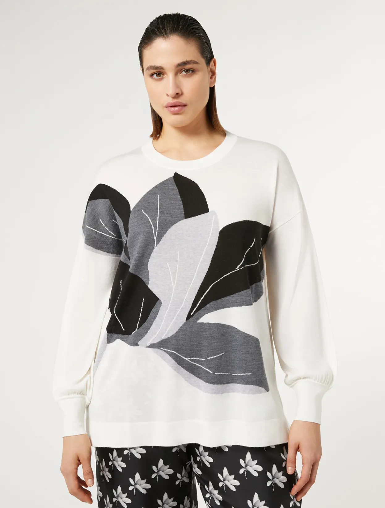 Knitwear | Knitwear | Marina Rinaldi Wool and silk blend knit WHITE