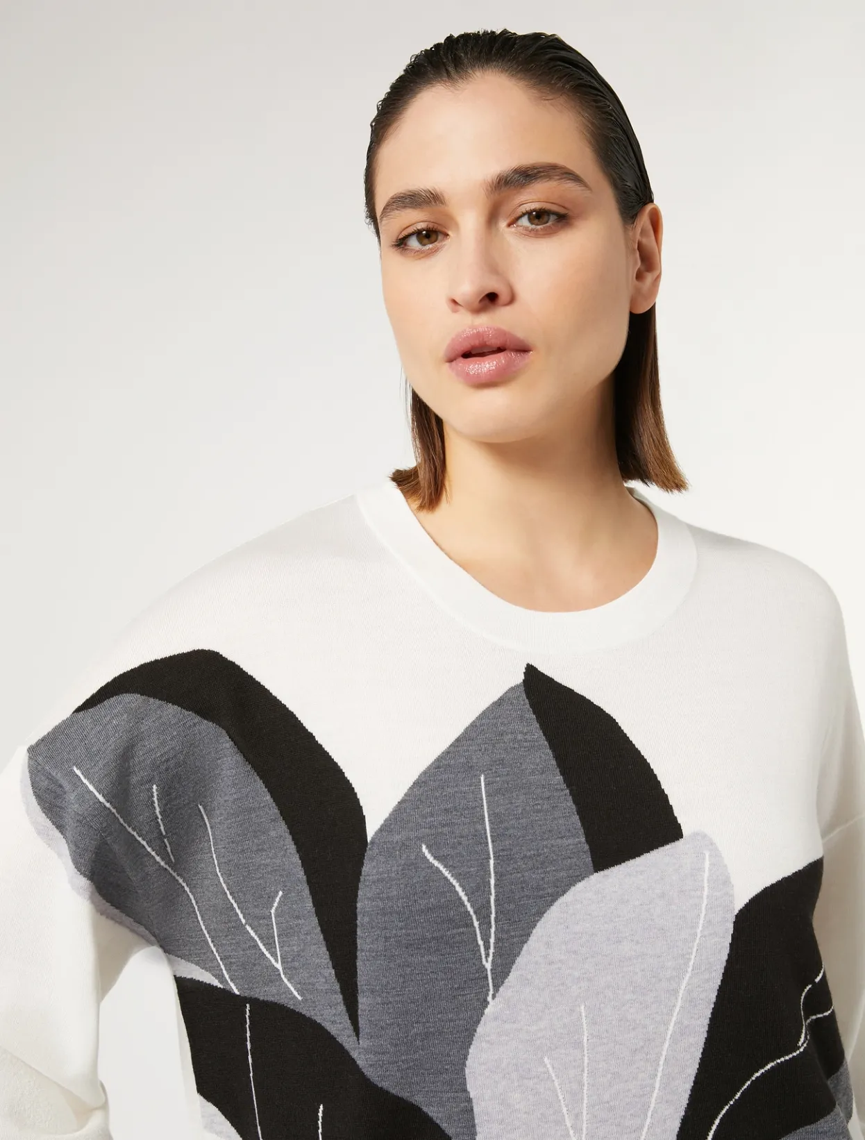 Knitwear | Knitwear | Marina Rinaldi Wool and silk blend knit WHITE