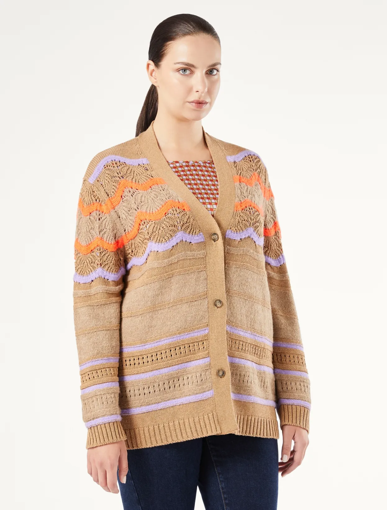 Knitwear | Knitwear | Marina Rinaldi Wool blend cardigan HAZELNUTBROWN