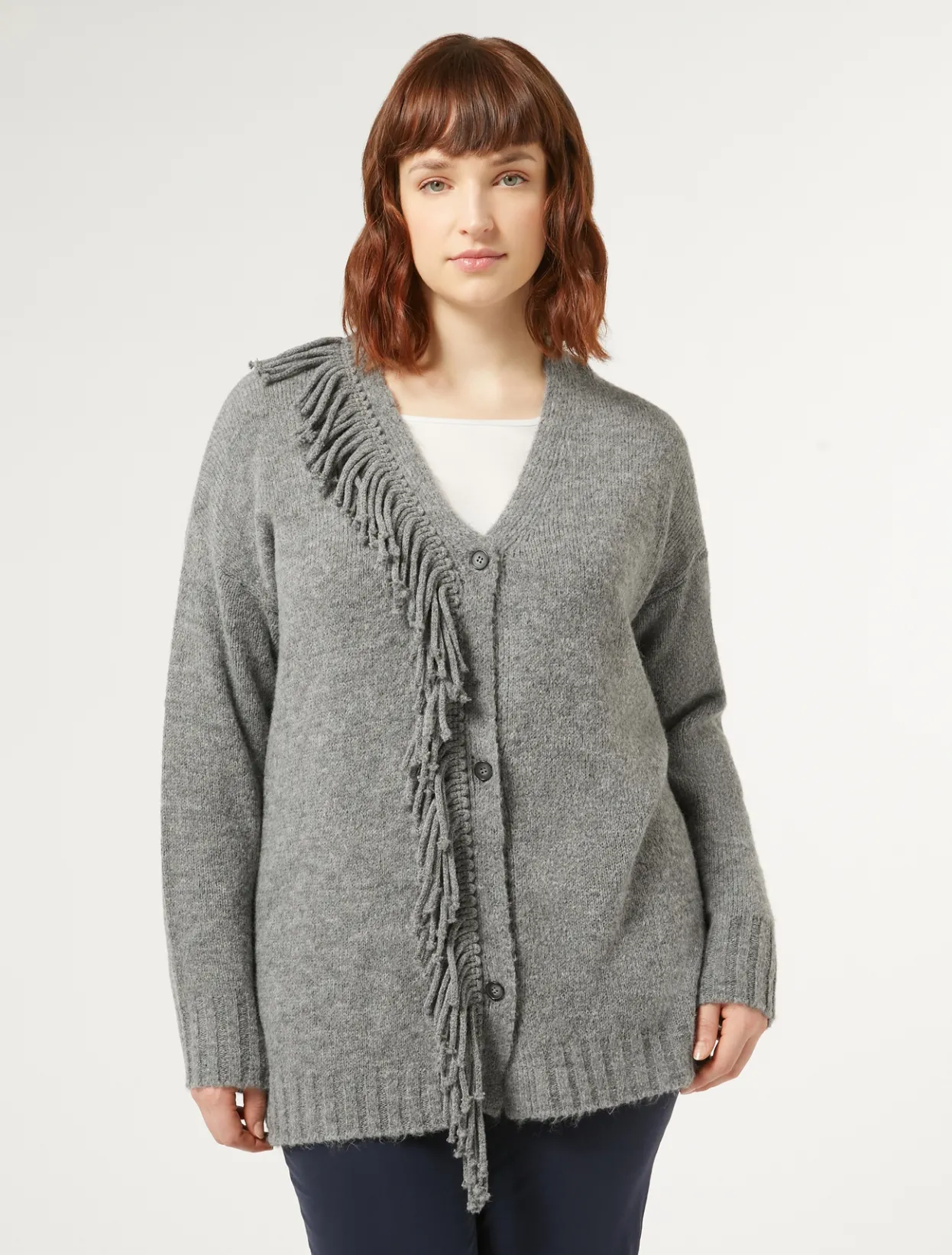 Knitwear | Knitwear | Marina Rinaldi Wool blend cardigan MEDIUMGREY