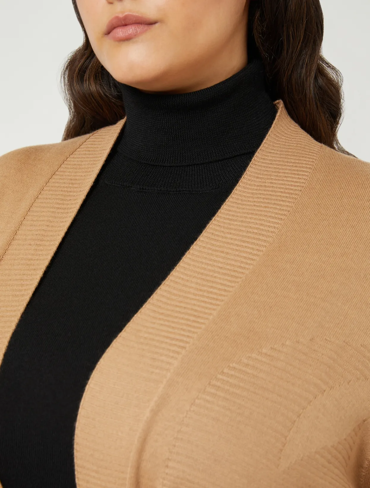 Knitwear | Knitwear | Marina Rinaldi Wool blend cardigan CAMEL