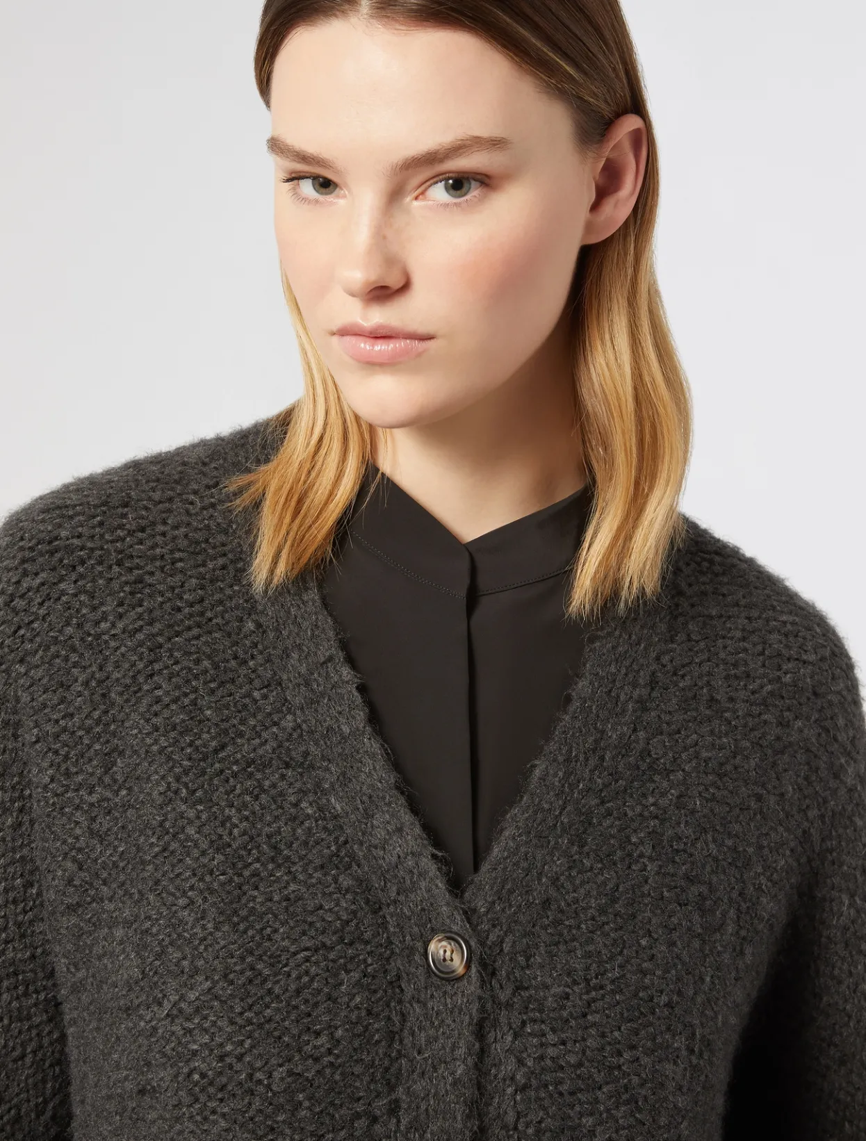 Knitwear | Knitwear | Marina Rinaldi Wool blend cardigan MEDIUMGREY