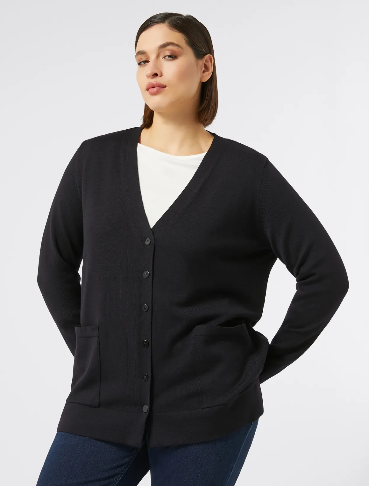 Knitwear | Knitwear | Marina Rinaldi Wool cardigan MIDNIGHTBLUE