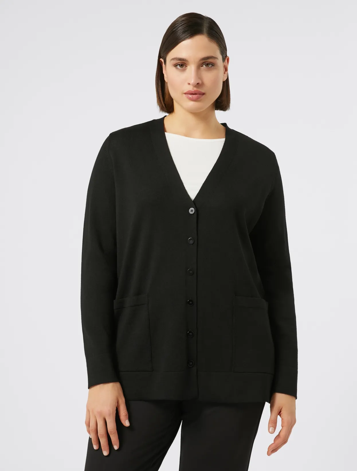 Knitwear | Knitwear | Marina Rinaldi Wool cardigan BLACK