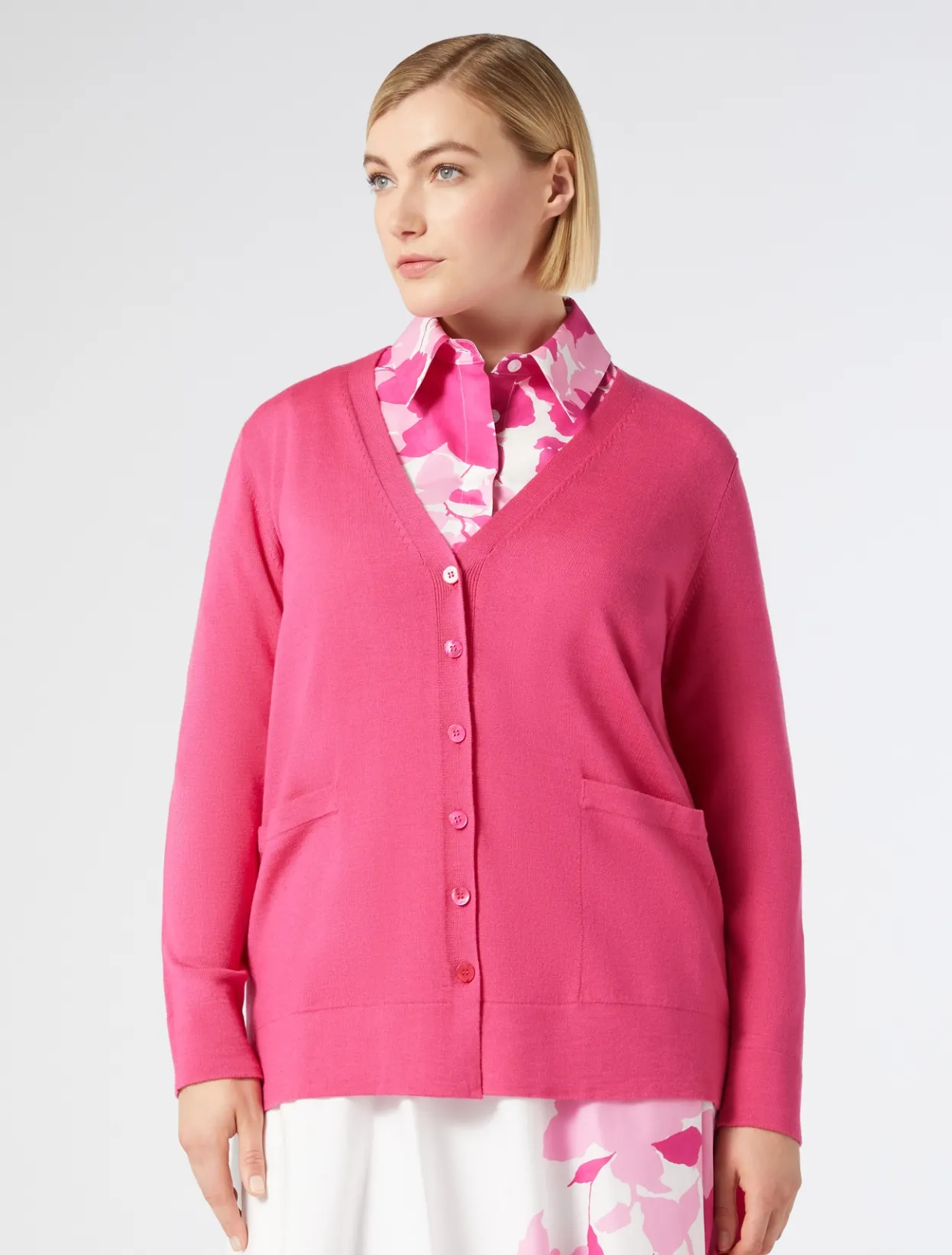 Knitwear | Knitwear | Marina Rinaldi Wool cardigan FUCHSIA