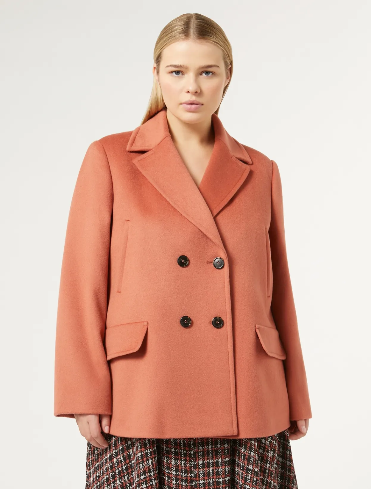 Coats | Coats | Marina Rinaldi Wool drap pea coat TERRACOTTA