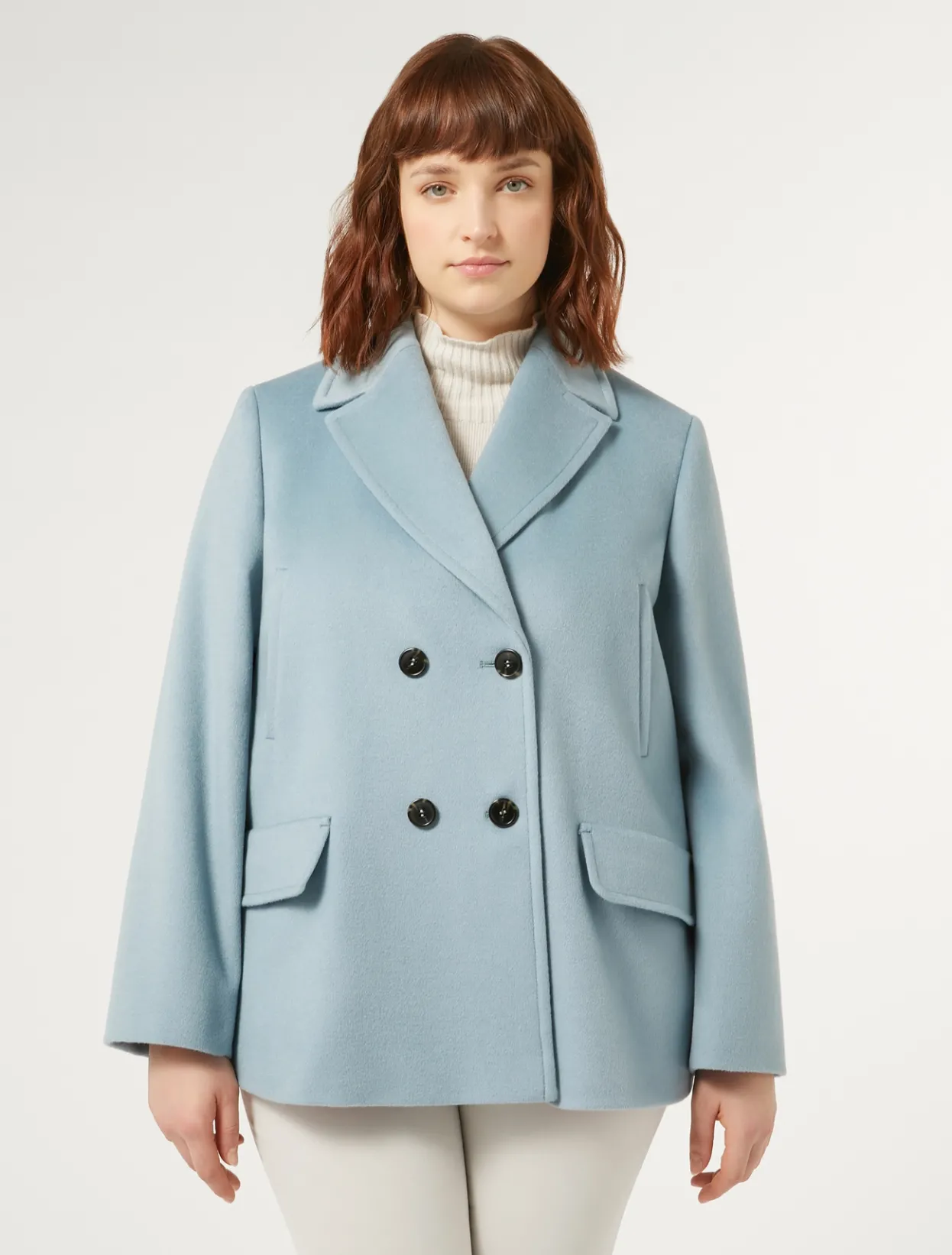 Coats | Coats | Marina Rinaldi Wool drap pea coat SHADEDLIGHTBLUE