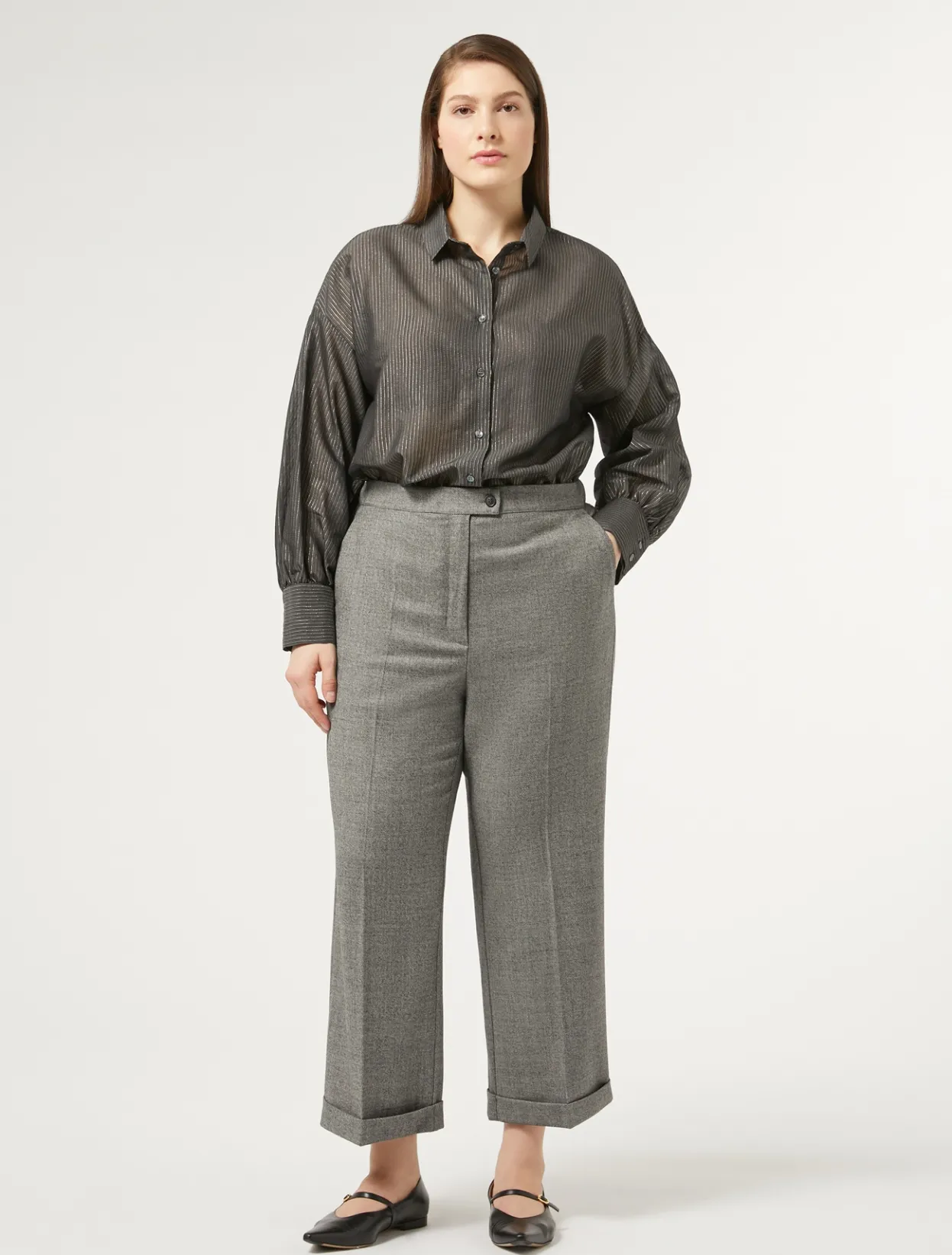 Trousers & Jeans | Trousers & Jeans | Marina Rinaldi Wool flannel trousers DARKGREY