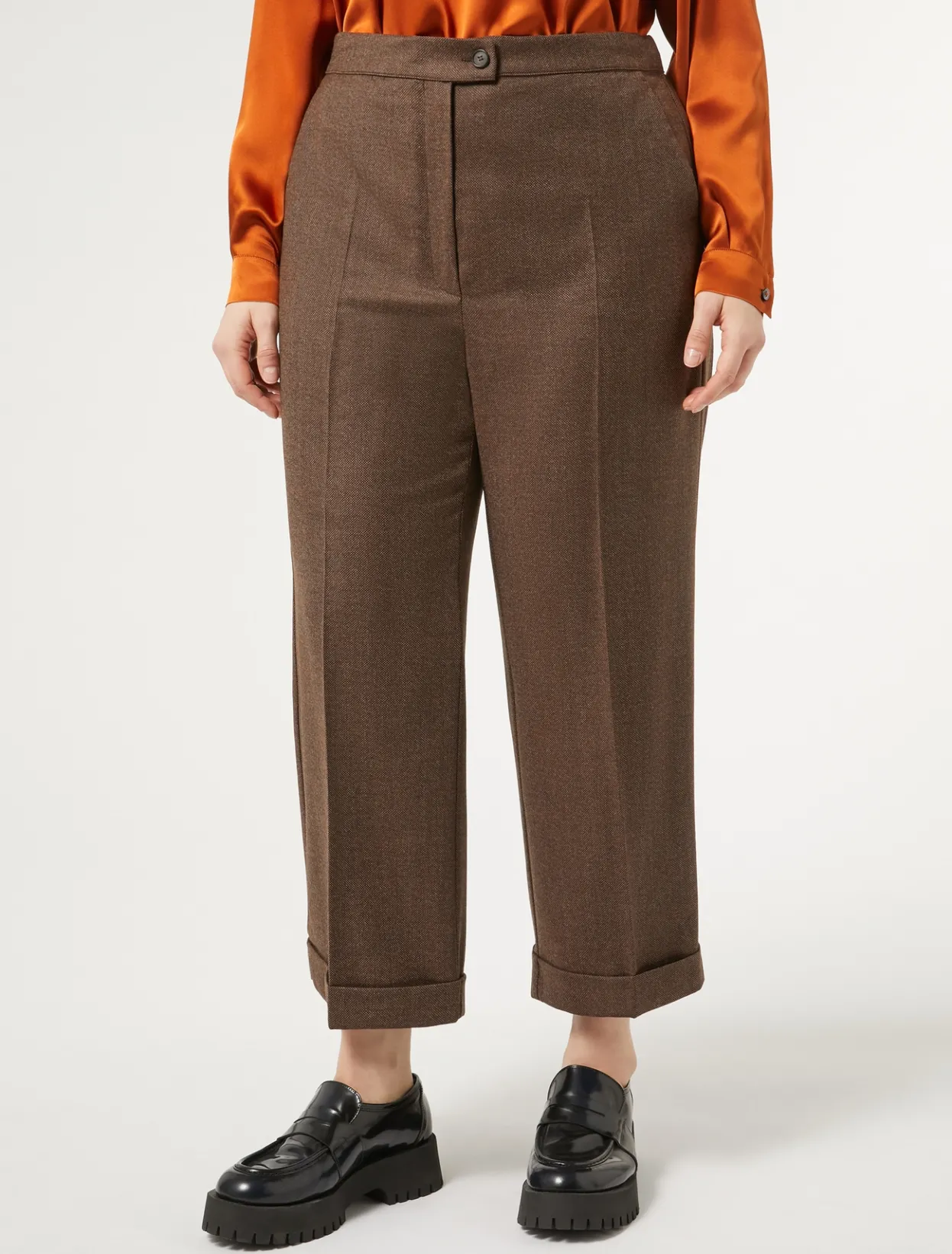 Trousers & Jeans | Trousers & Jeans | Marina Rinaldi Wool flannel trousers BROWN