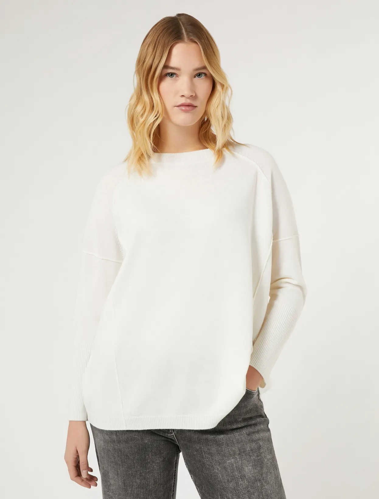 Knitwear | Knitwear | Marina Rinaldi Wool yarn sweater WHITE