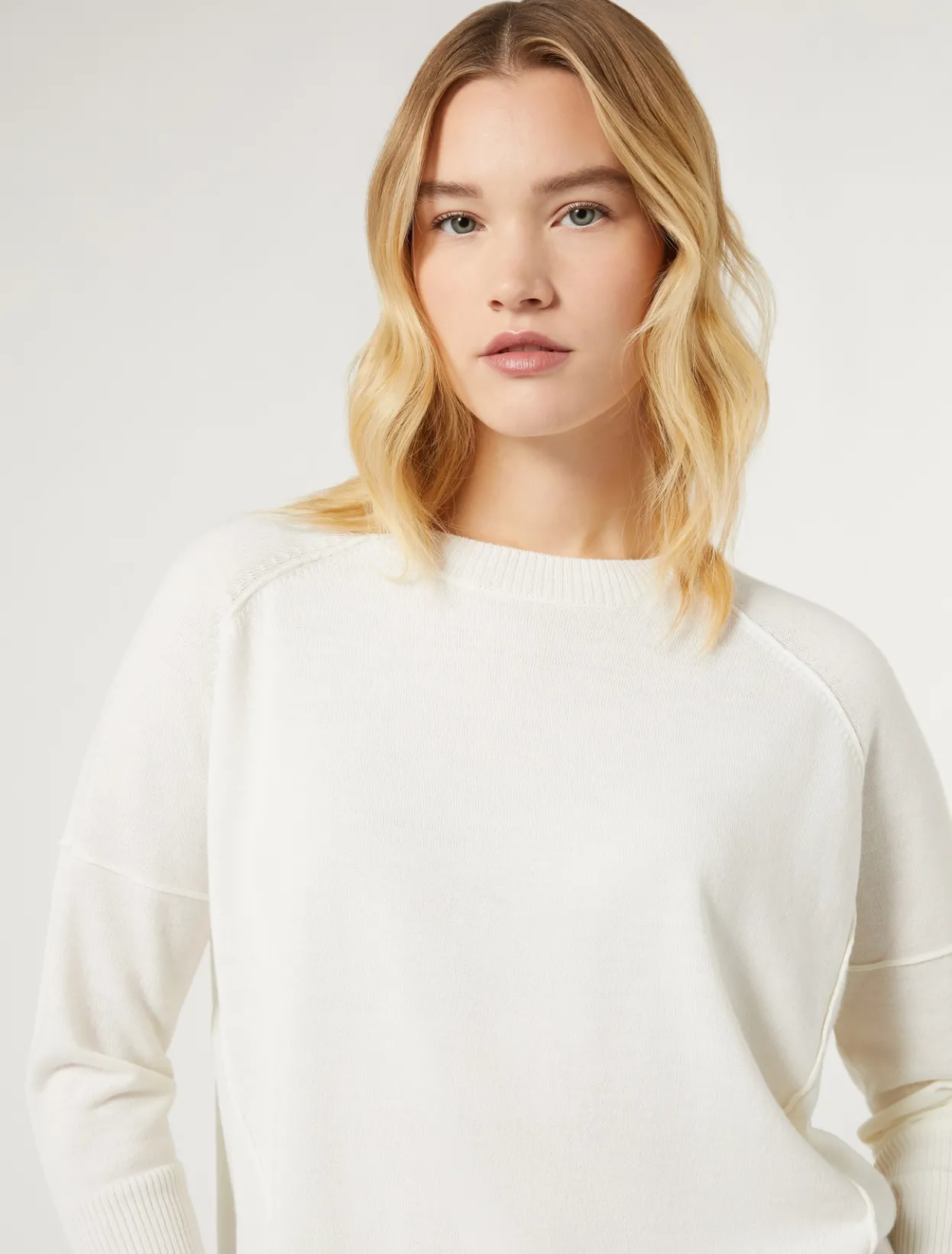 Knitwear | Knitwear | Marina Rinaldi Wool yarn sweater WHITE