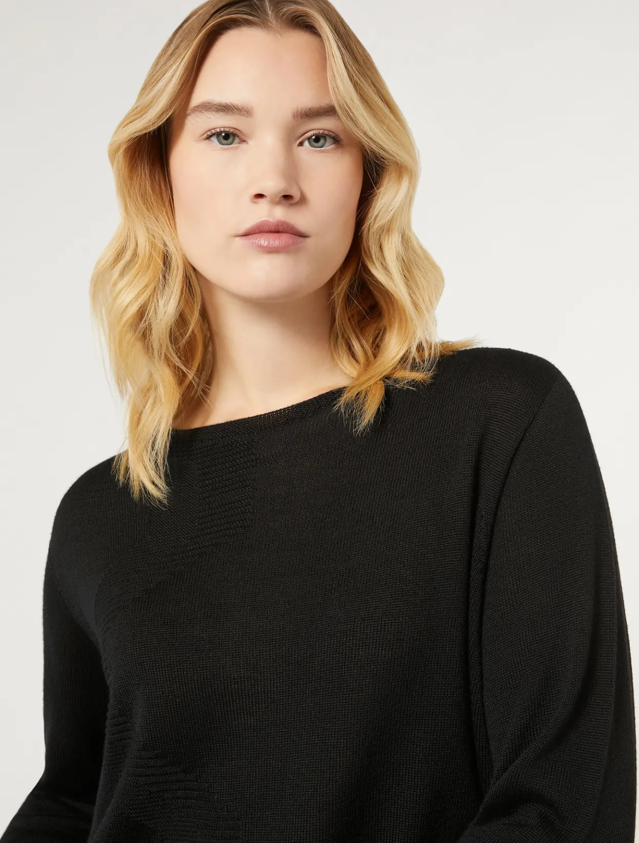 Knitwear | Knitwear | Marina Rinaldi Wool yarn sweater BLACK