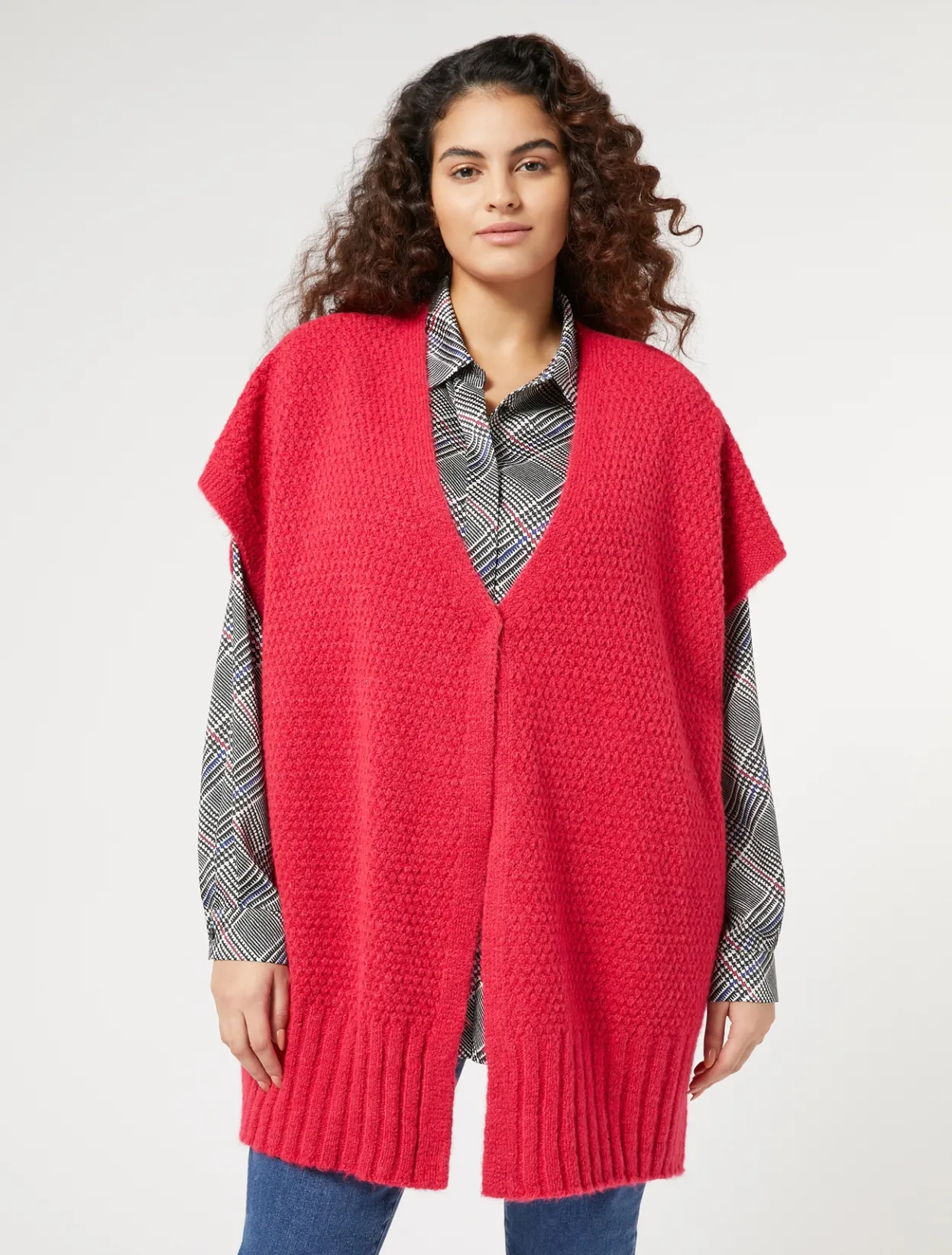 Knitwear | Knitwear | Marina Rinaldi Wool-blend cape SHOCKINGPINK