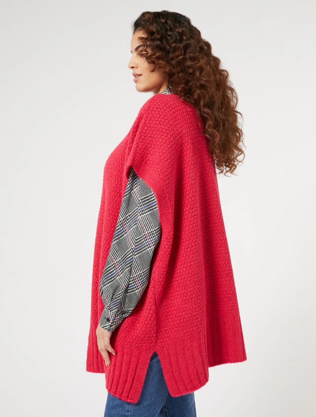 Knitwear | Knitwear | Marina Rinaldi Wool-blend cape SHOCKINGPINK