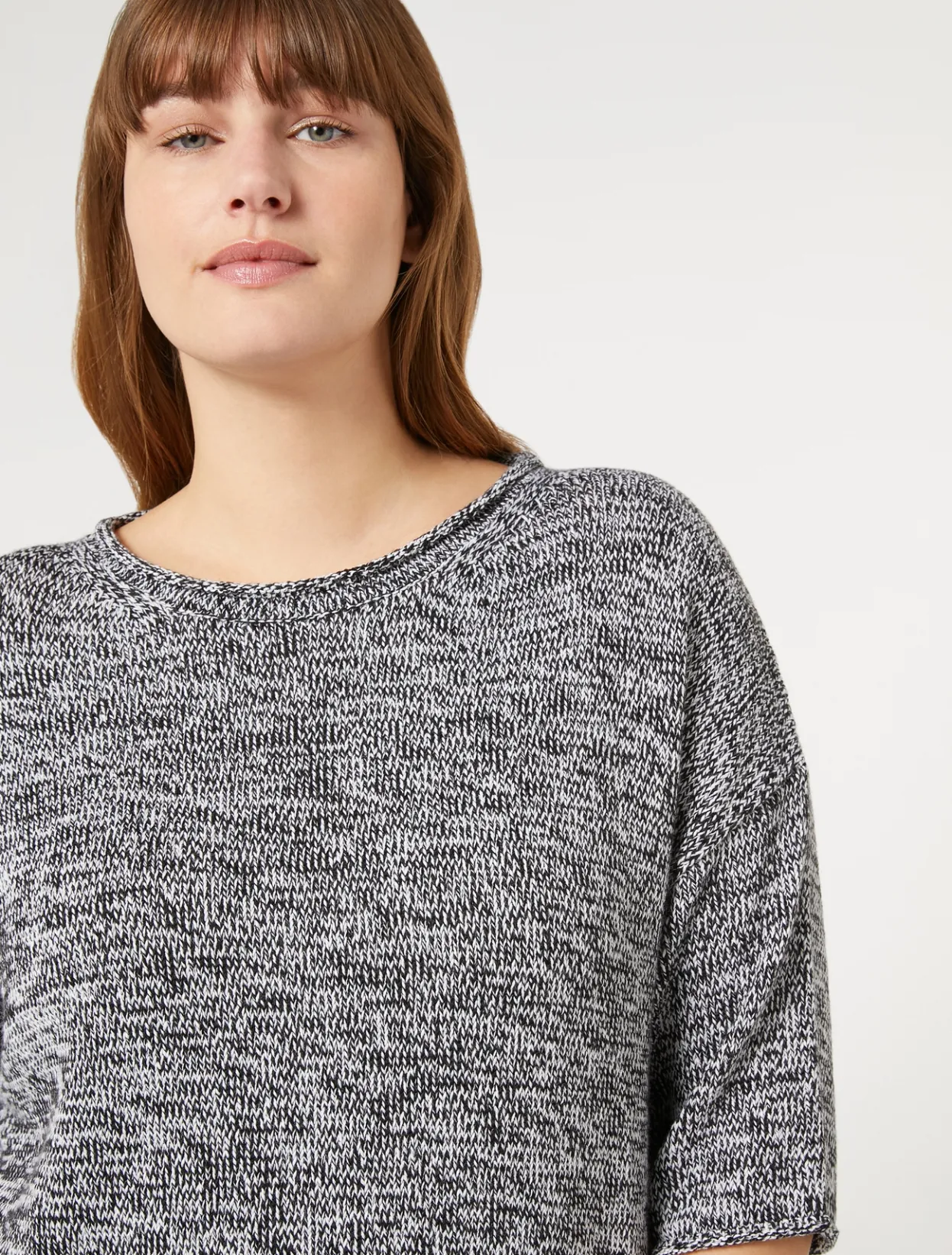 Knitwear | Knitwear | Marina Rinaldi Wool-blend mouliné sweater BLACK