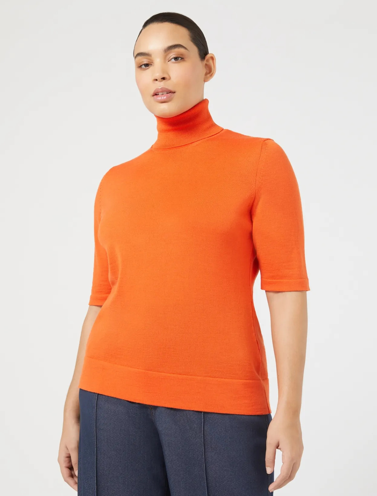 Knitwear | Knitwear | Marina Rinaldi Woollen polo neck jumper ORANGE