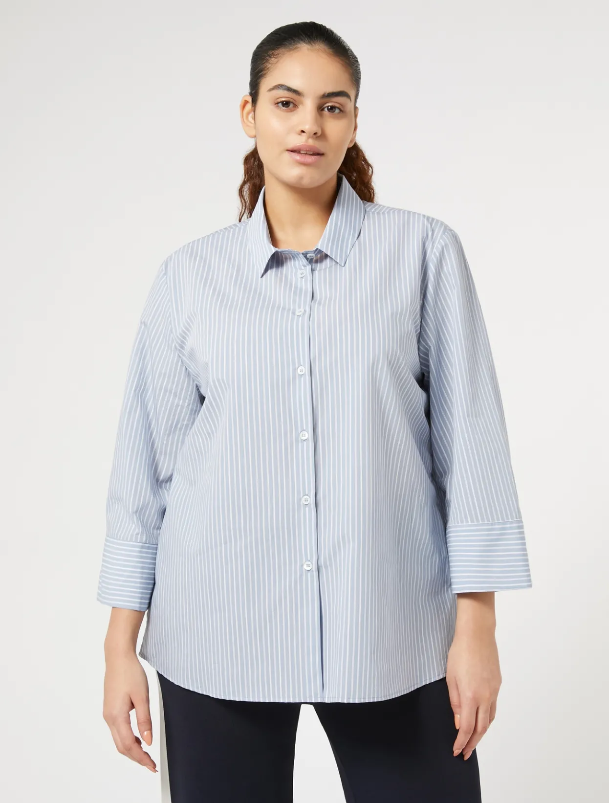 Blouses & Shirts | Blouses & Shirts | Marina Rinaldi Yarn-dyed cotton-blend shirt AVIO