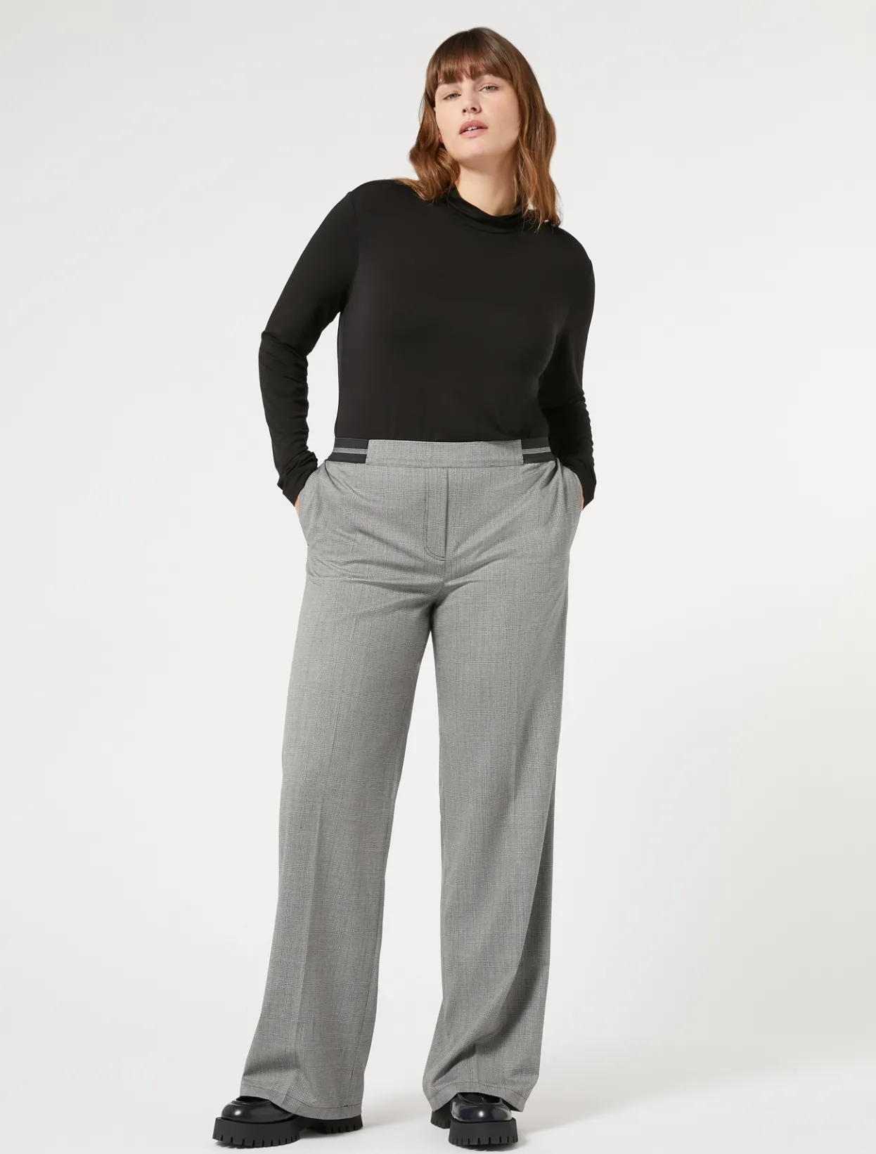 Trousers & Jeans | Trousers & Jeans | Marina Rinaldi Yarn-dyed fabric and lurex trousers BLACK