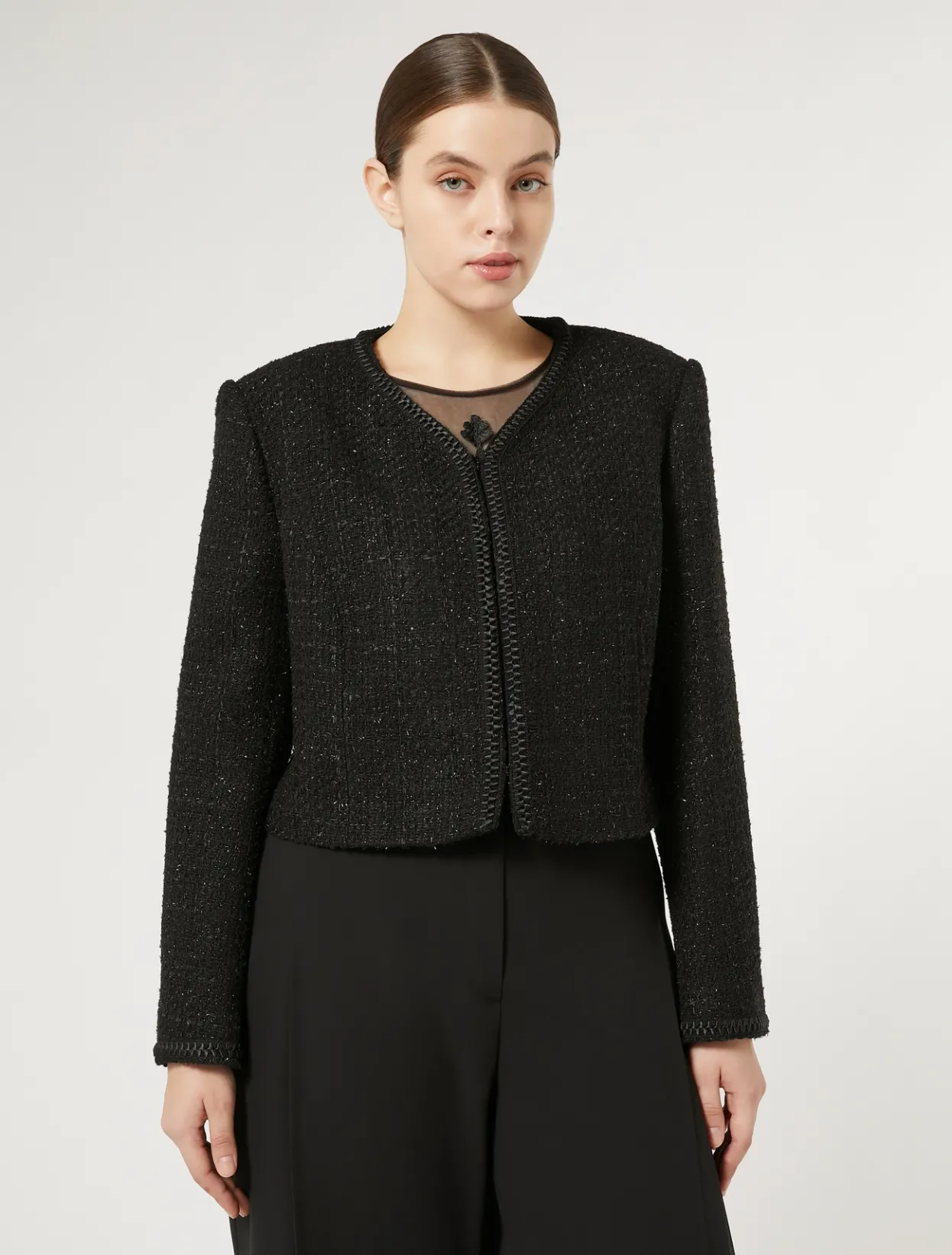 Jackets | Jacket & Blazers | Marina Rinaldi Yarn-dyed jacket BLACK