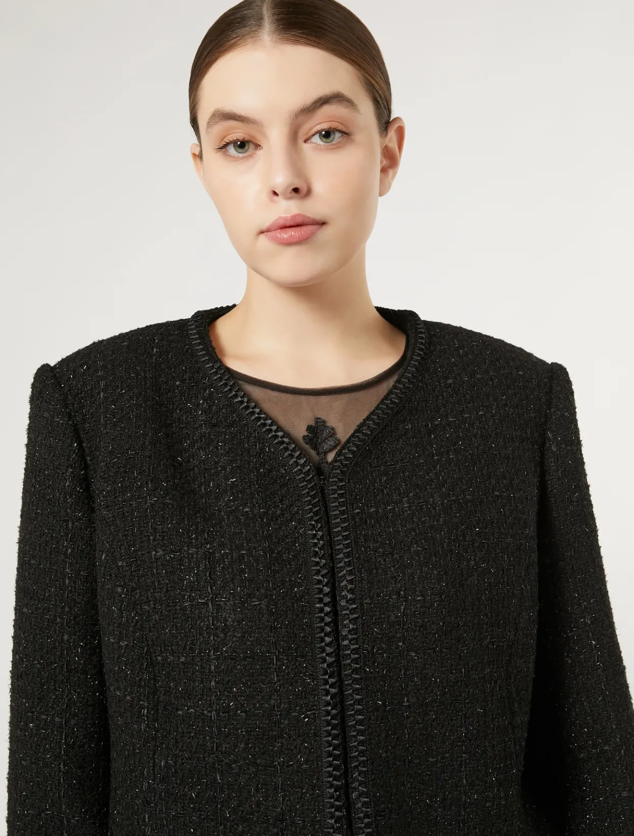 Jackets | Jacket & Blazers | Marina Rinaldi Yarn-dyed jacket BLACK