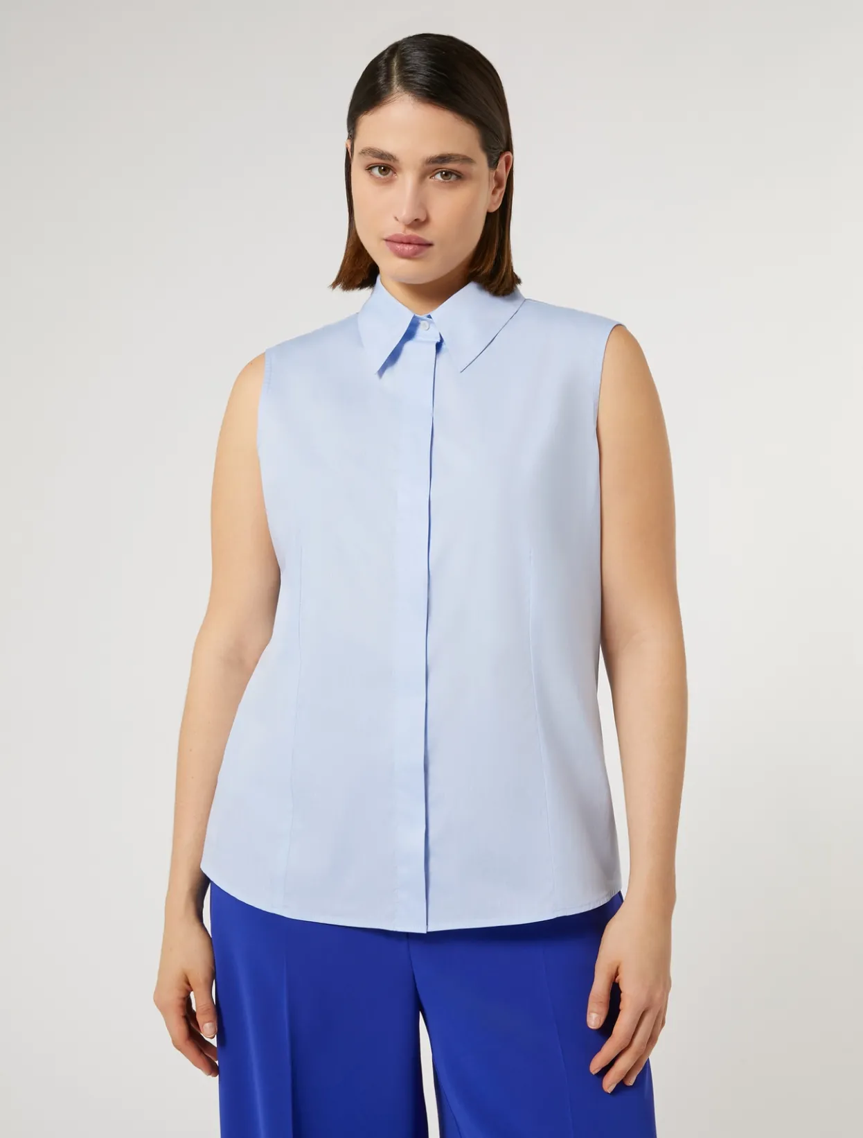 Blouses & Shirts | Blouses & Shirts | Marina Rinaldi Yarn-dyed poplin shirt SKYBLUE